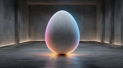 Colourful egg in a empty room ai generated