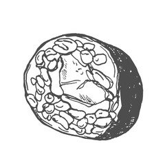 Hand Drawn illustration of sushi drawing. Doodle Vector Sketch Illustration