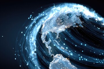 Glowing digital Earth with swirling energy streams