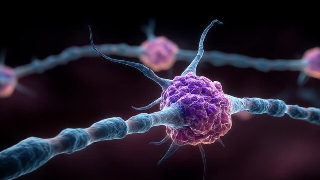 Abstract illustration of nerve cells showing complex biological structures