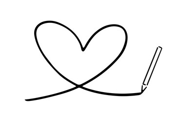 鉛筆で書いているシンプルな手書きのハート