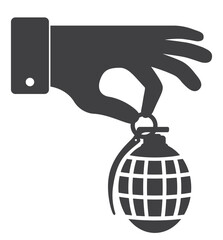 hand hold ring of grenade weapon icon