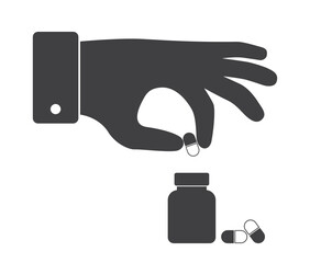 hand hold medical pills pharmacy icon