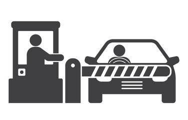 pay toll fee check point with waiting car icon