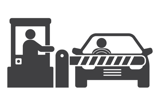 pay toll fee check point with waiting car icon