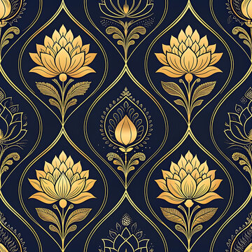 Thai Contemporary Gold Seamless Pattern