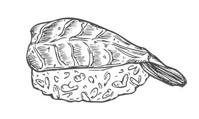 Drawing of nigiri sushi - hand sketch of food