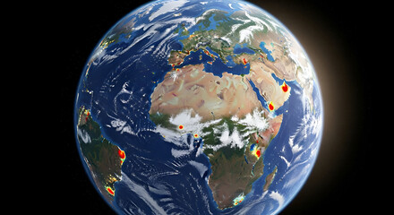Earth globe with CO2 emission heatmap