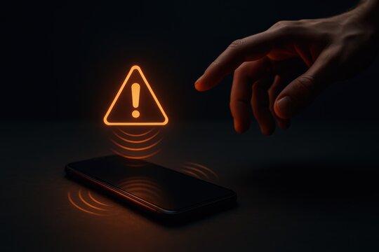 Smartphone Displaying Warning Notification and Alert Symbol - Powered by Adobe