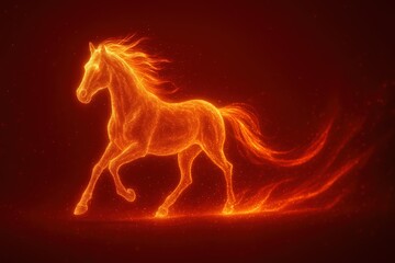 Fiery Horse Illustration on Dark Background