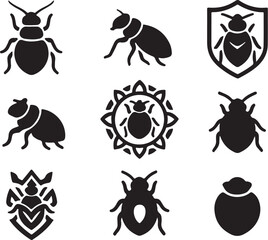 Fototapeta premium Bed Bug Silhouette Icon Set.eps