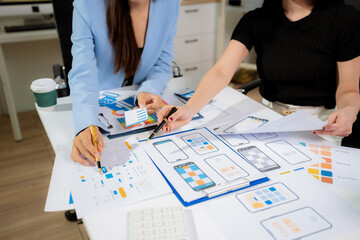 Development programmer team woman working in website a software and coding technology.