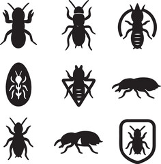 Mole Cricket Silhouette Icon Set.eps