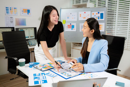 Development programmer team woman working in website a software and coding technology.