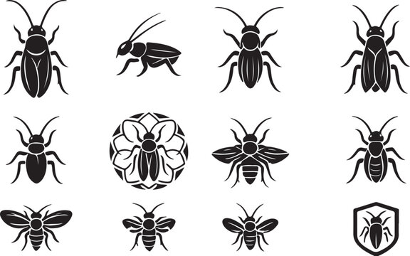 Cockroach Silhouette Icon Set.eps