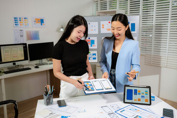 Development programmer team woman working in website a software and coding technology.