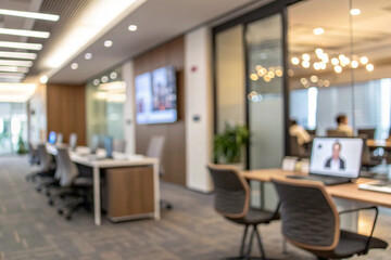 modern office interior with laptop
