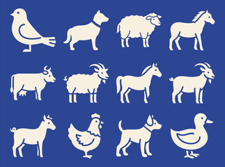 Farm Animals Cow Bell Sheep Goat Pig Horse Chicken Duck