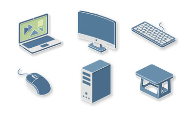 Isometric computer devices set digital technology concept
