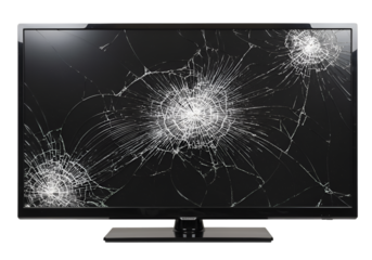 Shattered Television Display on transparent background