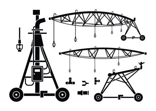 Center pivot irrigation equipment, sprinkler irrigation machine, water pump, and various spray nozzle for agriculture