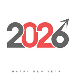 Happy New Year 2026 Creative Minimalist Yellow Typography Poster Design. Vector