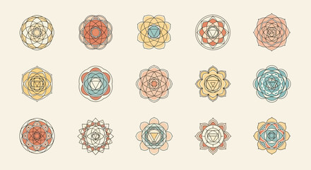 Pastel Chakra and Sacred Geometry Symbols Collection