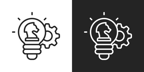 Strategic Plan Icon In Black And White Line Style