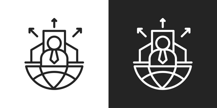 Outsourcing Icon In Black And White Line Style
