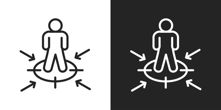 Customer Centric Icon In Black And White Line Style