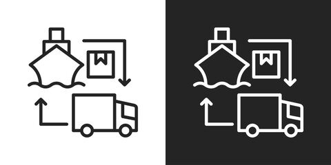Ship Logistic Icon In Black And White Line Style