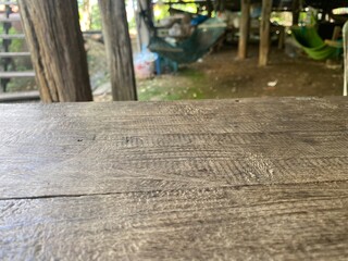 Rustic Wooden Table Surface with Blurred Background