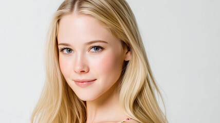 Headshot of young attractive scandinavian woman isolated on white background