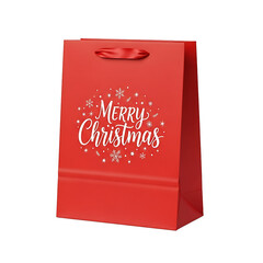 Gift bag with Christmas typography, isolated