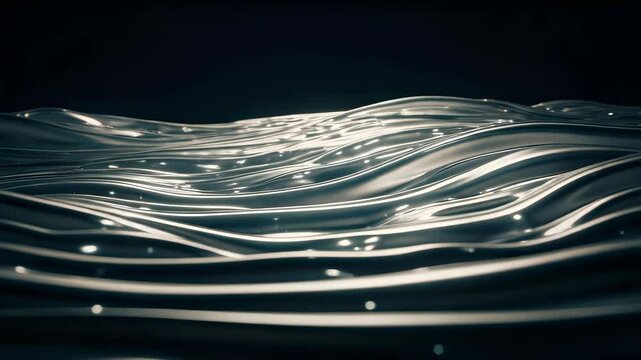 Glowing Metallic Strands Swirl Across Dark Surface.