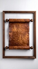 Framed, rolled, worn parchment texture