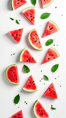 Sliced watermelon pattern, flat lay