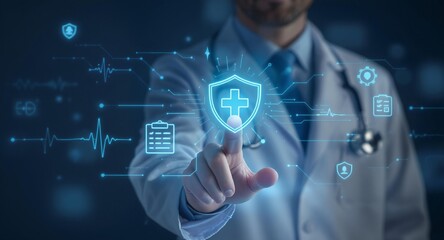 Futuristic Digital Healthcare Interface. Digital Medical Technology Concept