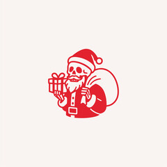 Goth Christmas Illustration, Gothmas Clipart, Dark Christmas Art, Goth T-Shirt Design, Skeleton Santa, Gothic Xmas Character, Spooky Holiday SVG, Grim Reaper Christmas, Skulls & Snow Clipart