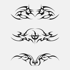 Abstract neo tribal element. Neo tribal shape. Aesthetic y2k cyber gothic style. Vector illustration.
