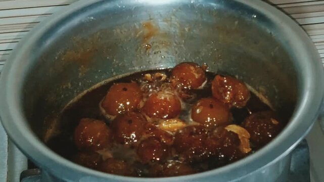 final stage aamla murabba simmered in rich jaggery syrup perfectly