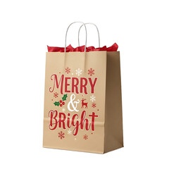 Gift bag with Christmas typography, isolated