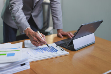Professional analyzing business data and financial growth chart