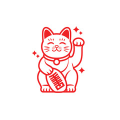 maneki neko japanese lucky cat line icon illustration for printing,web,app,design element,poster,advertising,presentation,card,etc
