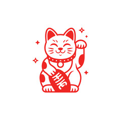 maneki neko japanese lucky cat line icon illustration for printing,web,app,design element,poster,advertising,presentation,card,etc
