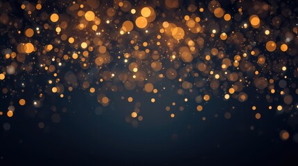 Geometric grid of tiny luminous bokeh lights on a dark background, abstract festive sparkle, modern holiday card design, depth and light play. Generative AI