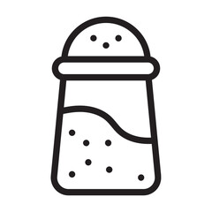 Line icon of salt shaker, bold outline, seasoning ingredient for cooking and baking