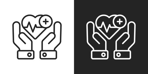 Healthcare Icon In Black And White Line Style