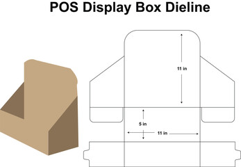 POS Display Box Dieline Template With Dimensions packaging die cut