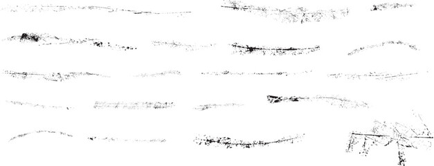 Horizontal scratches set. Scratch effect collection for template presentation, banner . Distressed isolated shapes .Grunge textured . Distress vector shapes with scratches .Print texture